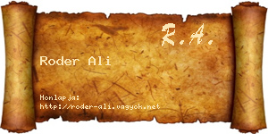 Roder Ali névjegykártya